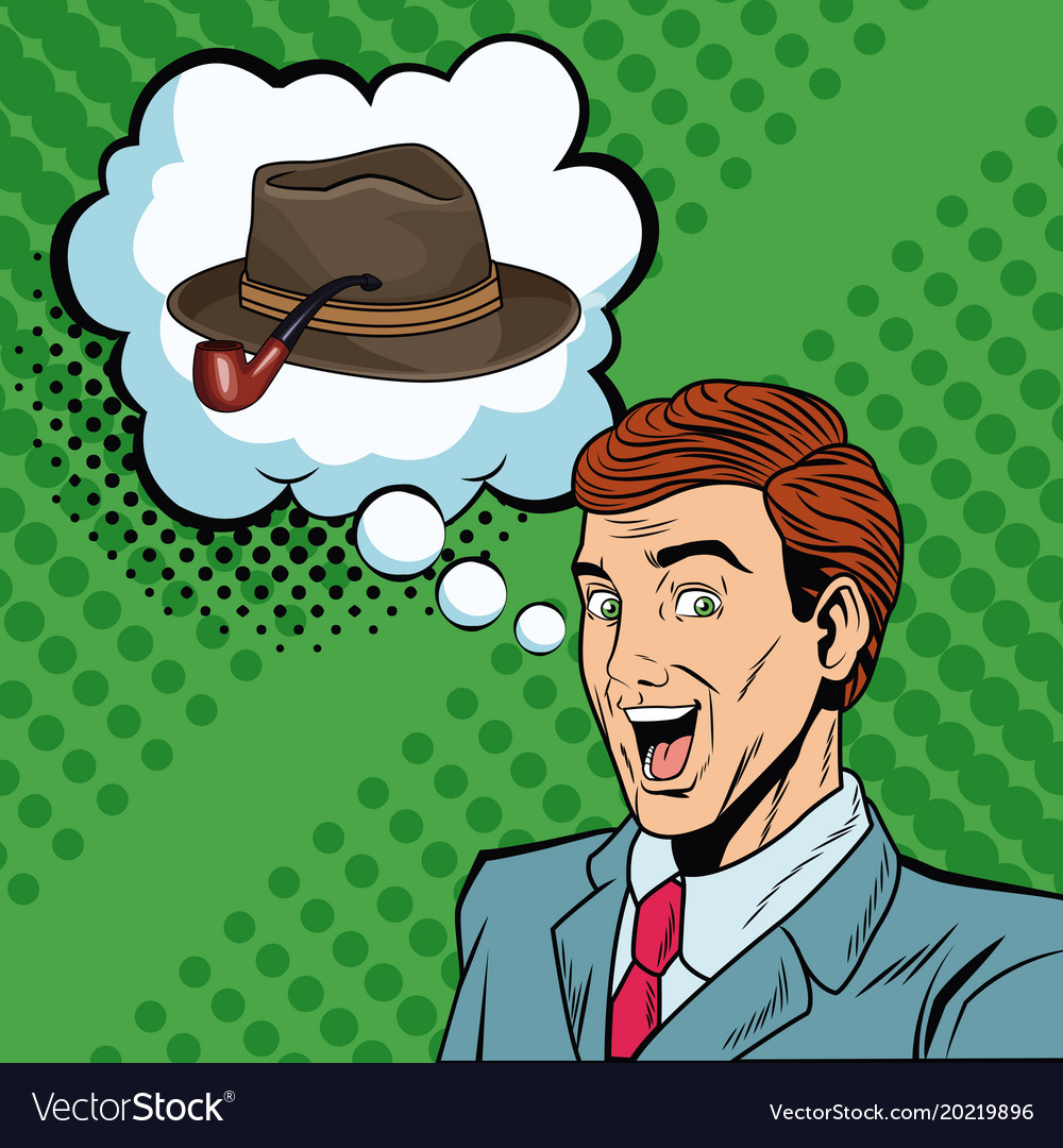 Man thinking in shopping pop art Royalty Free Vector Image