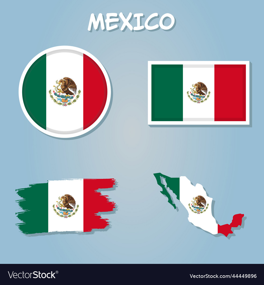 Mexico map with flag