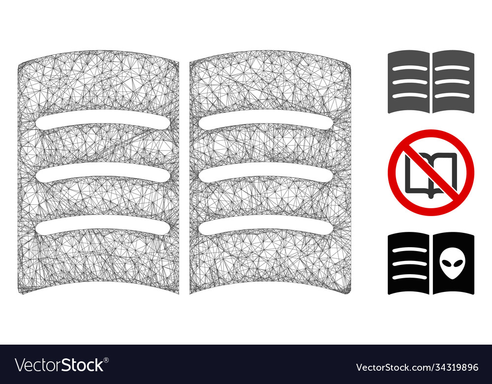 Open book polygonal web mesh vector image Open book polygonal web mesh