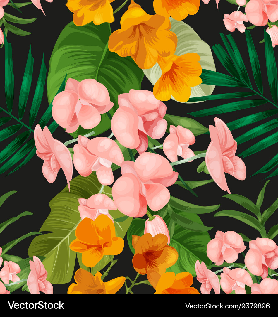 Orchid seamless pattern Royalty Free Vector Image