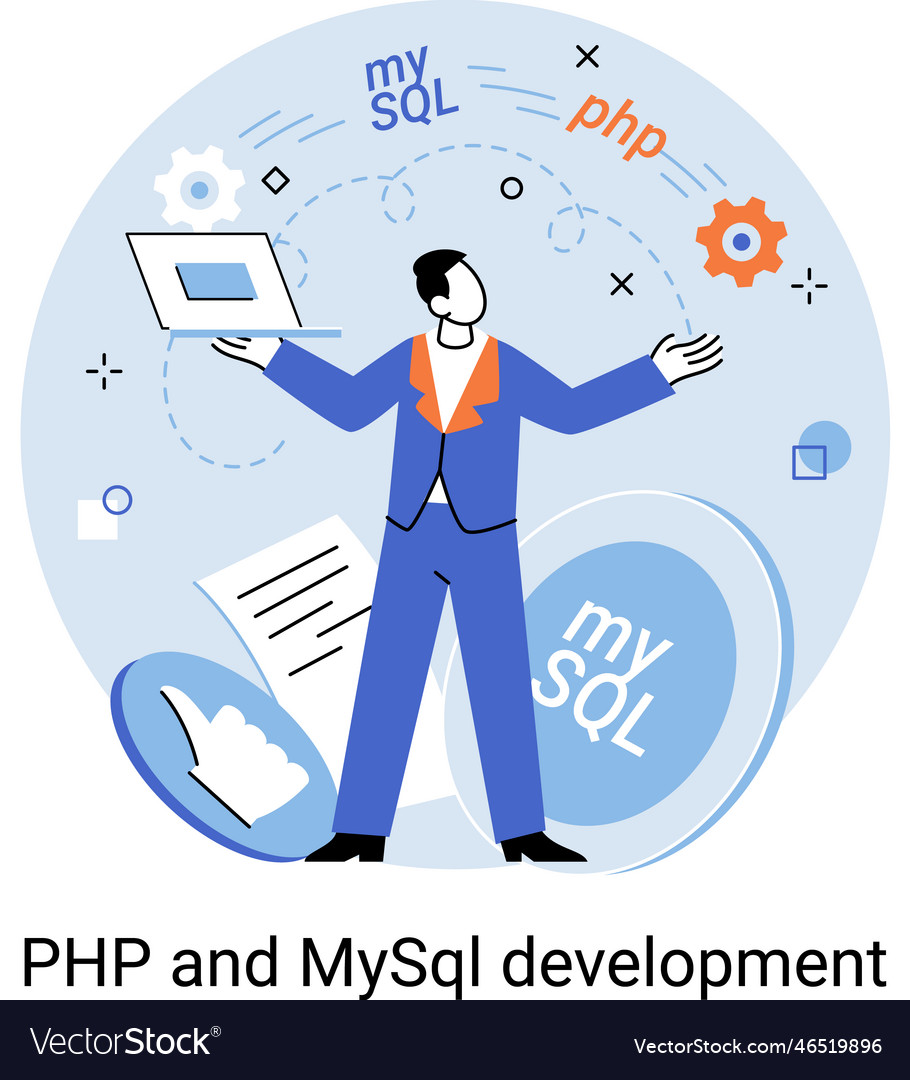Php and mysql development software website vector image Php and mysql development software website