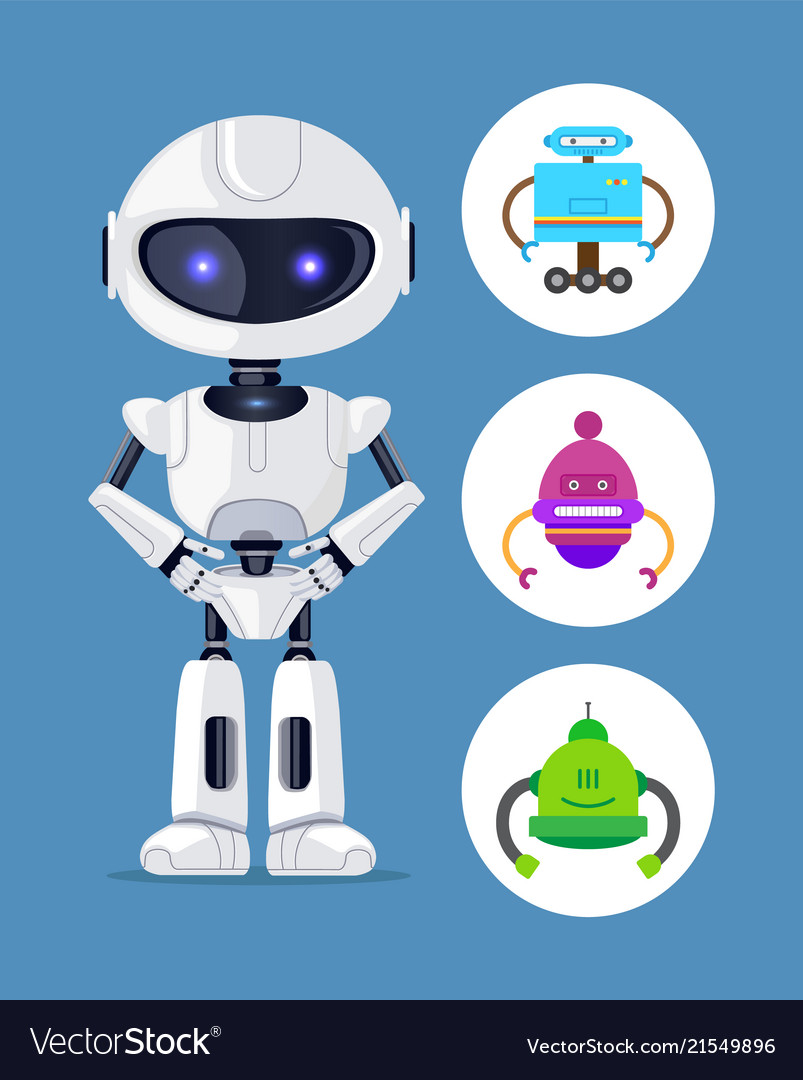 Robot standing calmly set