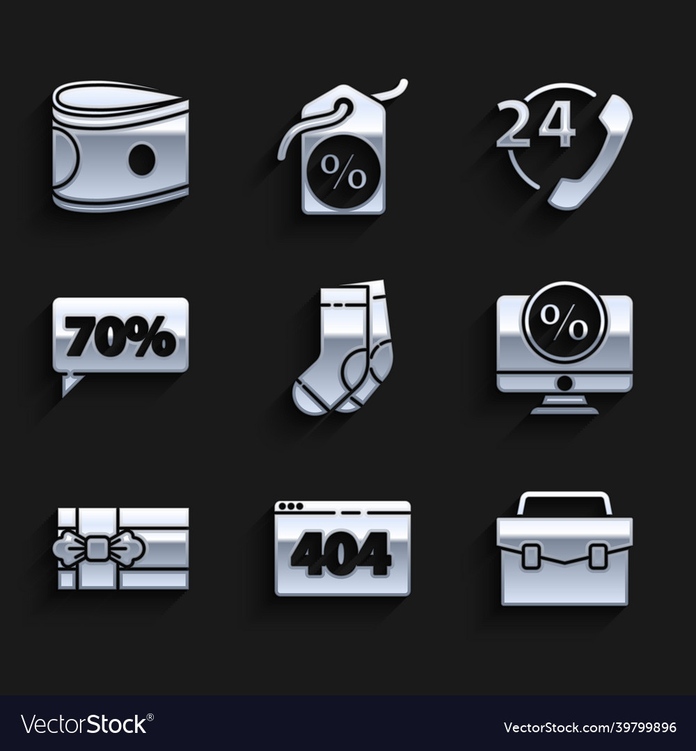 Set socks page with a 404 error briefcase vector image Set socks page with a 404 error briefcase