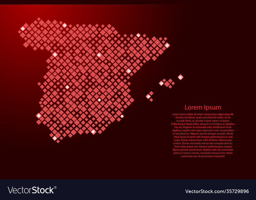 Spain map from red pattern rhombuses different vector image Spain map from red pattern rhombuses different