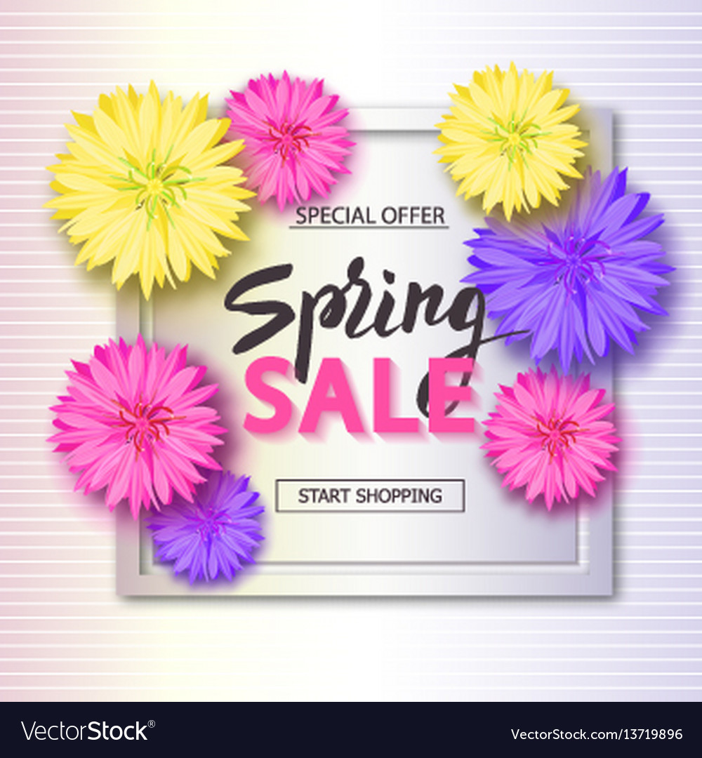 Spring sale background with flowers season