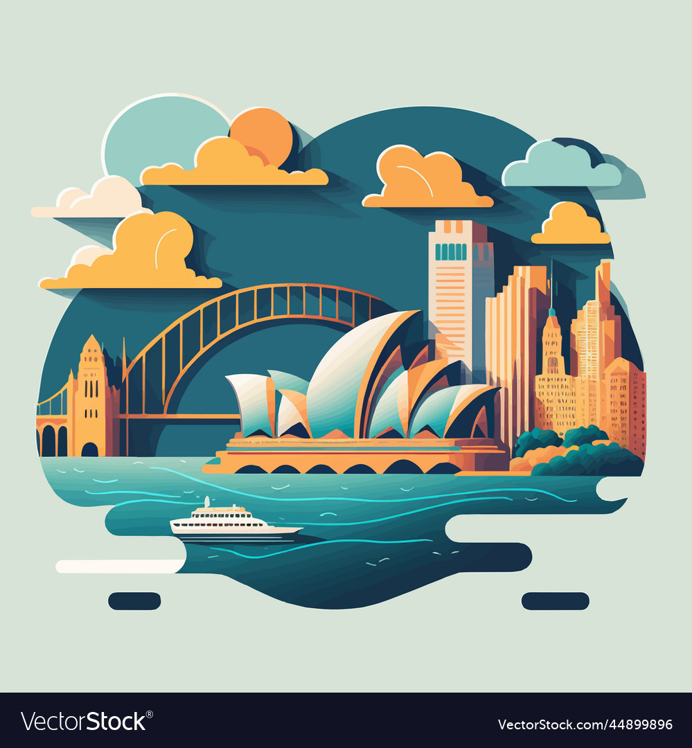 Sydney Australia Opera House Landmark Building Vector Image