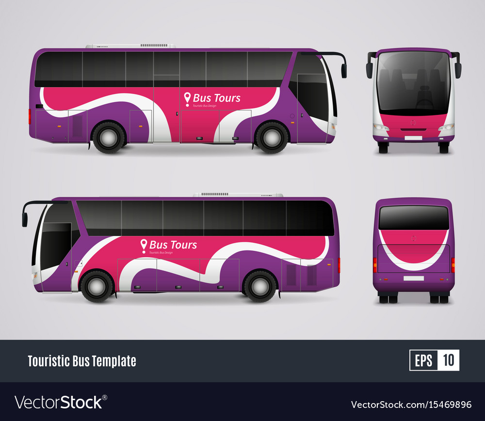 touristic bus template in realistic style vector image tour bus template