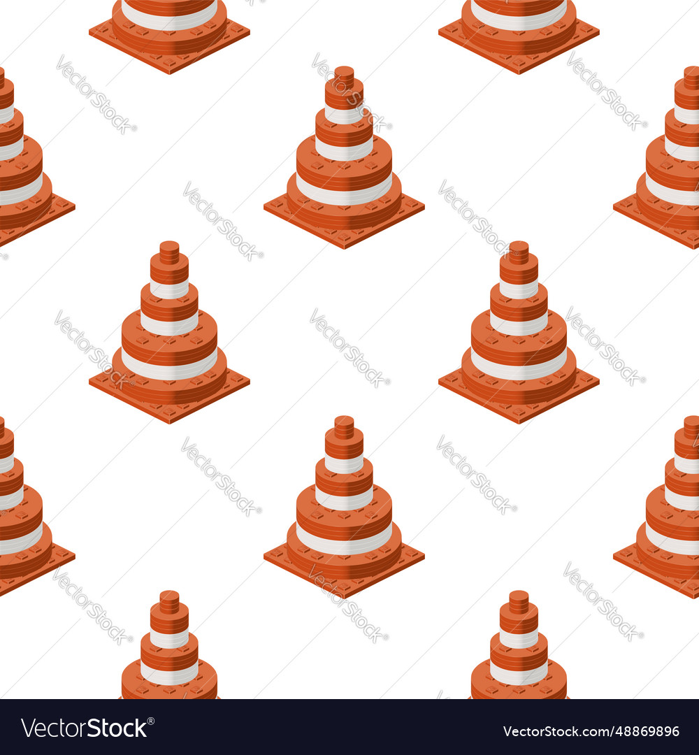 Traffic cone pattern in isometry on a white vector image Traffic cone pattern in isometry on a white
