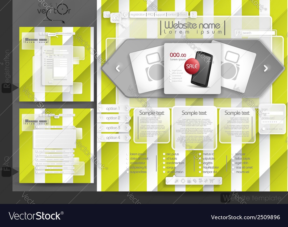 Website design template menu elements Royalty Free Vector