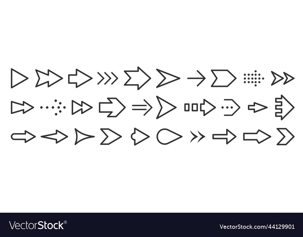 Arrow line icon set direction sign cursor pointer