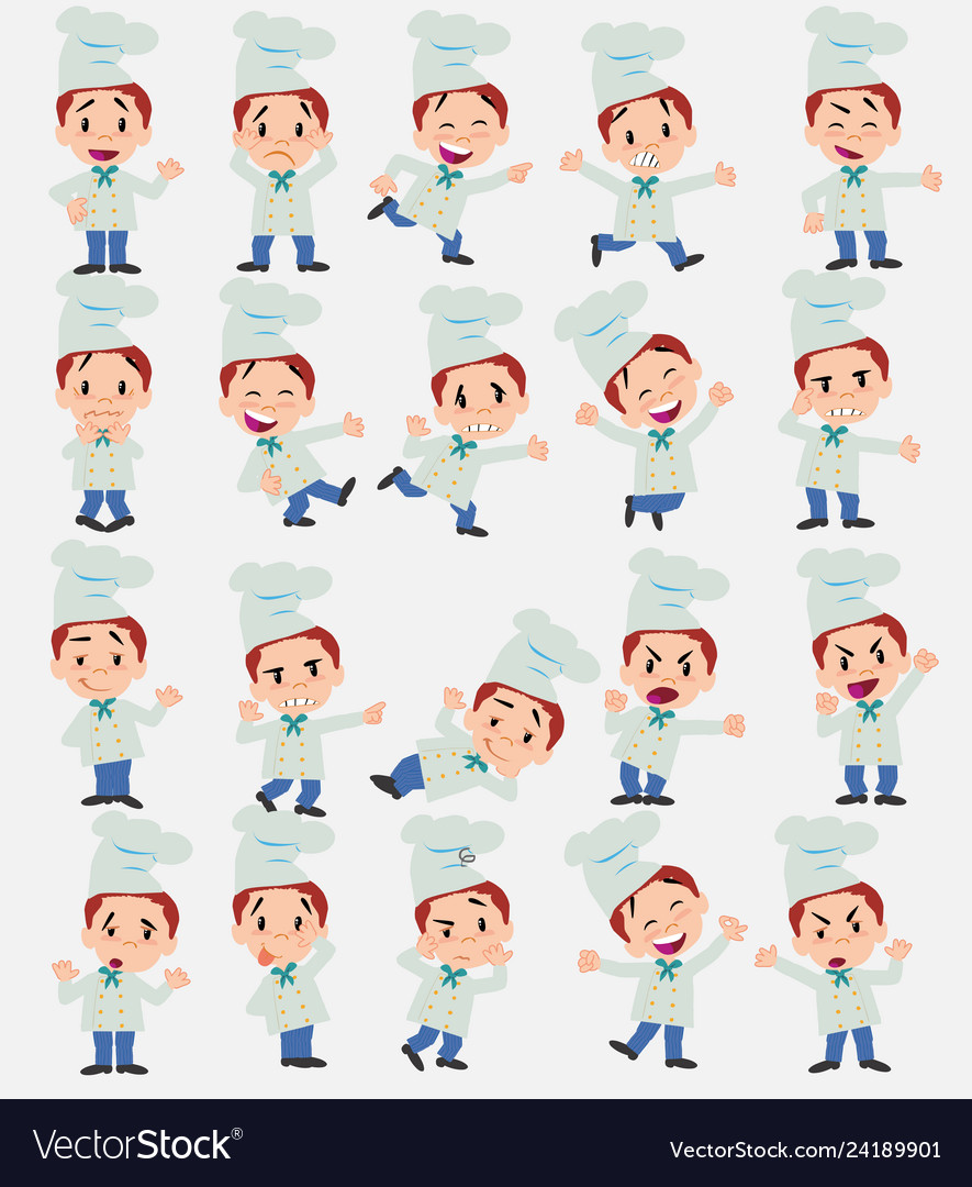 Cartoon character chef set with different
