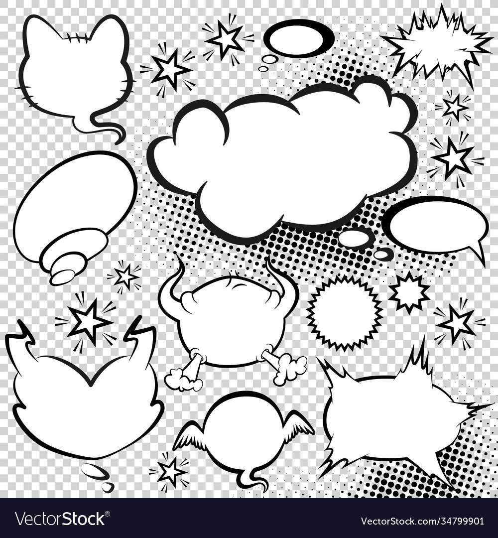 Comic style speech bubbles collection vector image Comic style speech bubbles collection