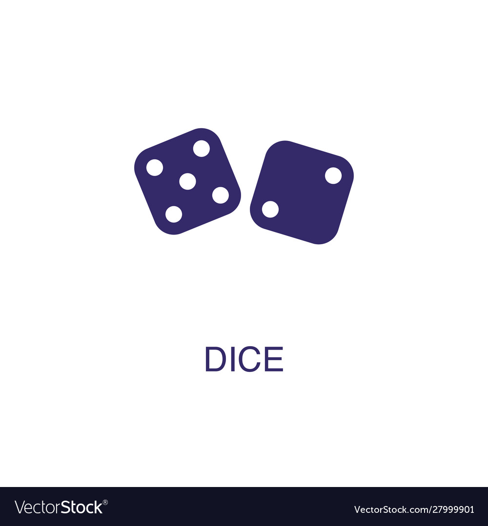 Dice element in flat simple style on white