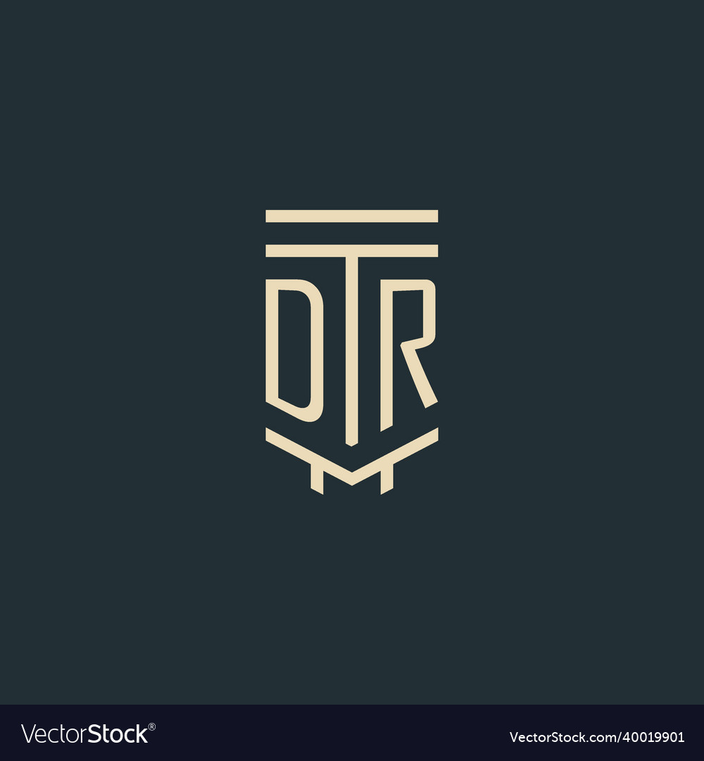 Dr initial monogram with simple line art pillar