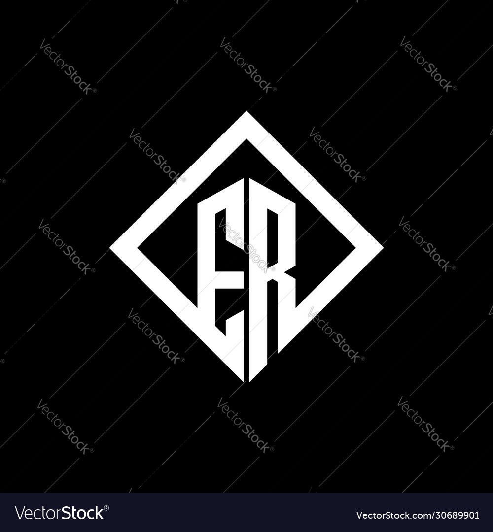 Er logo monogram with square rotate style design Vector Image Er logo monogram with square rotate style design