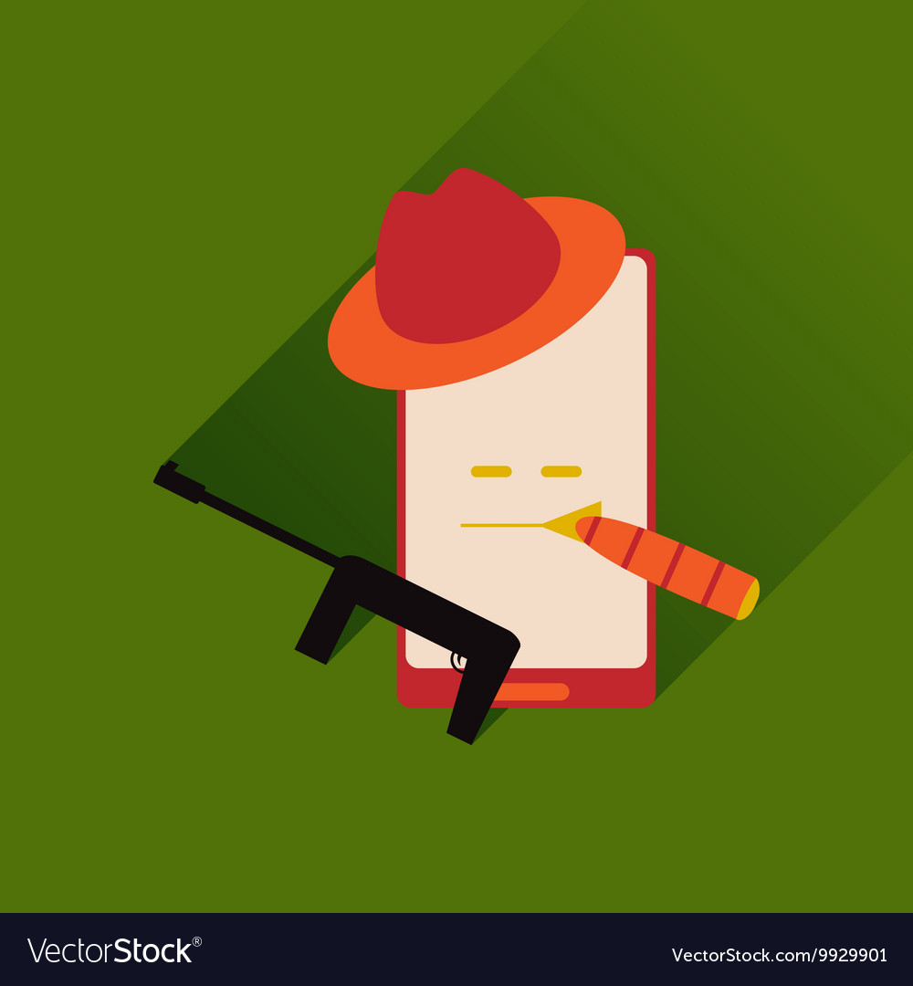 Flat web icon with long shadow mobile bandit