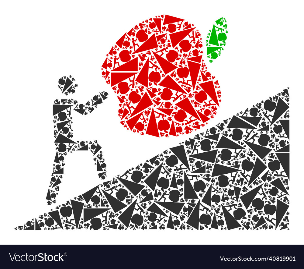 Man rolling apple up recursive icon composition vector image Man rolling apple up recursive icon composition