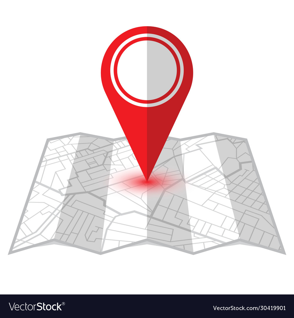 Pin in showing location on gps navigator map vector image Pin in showing location on gps navigator map