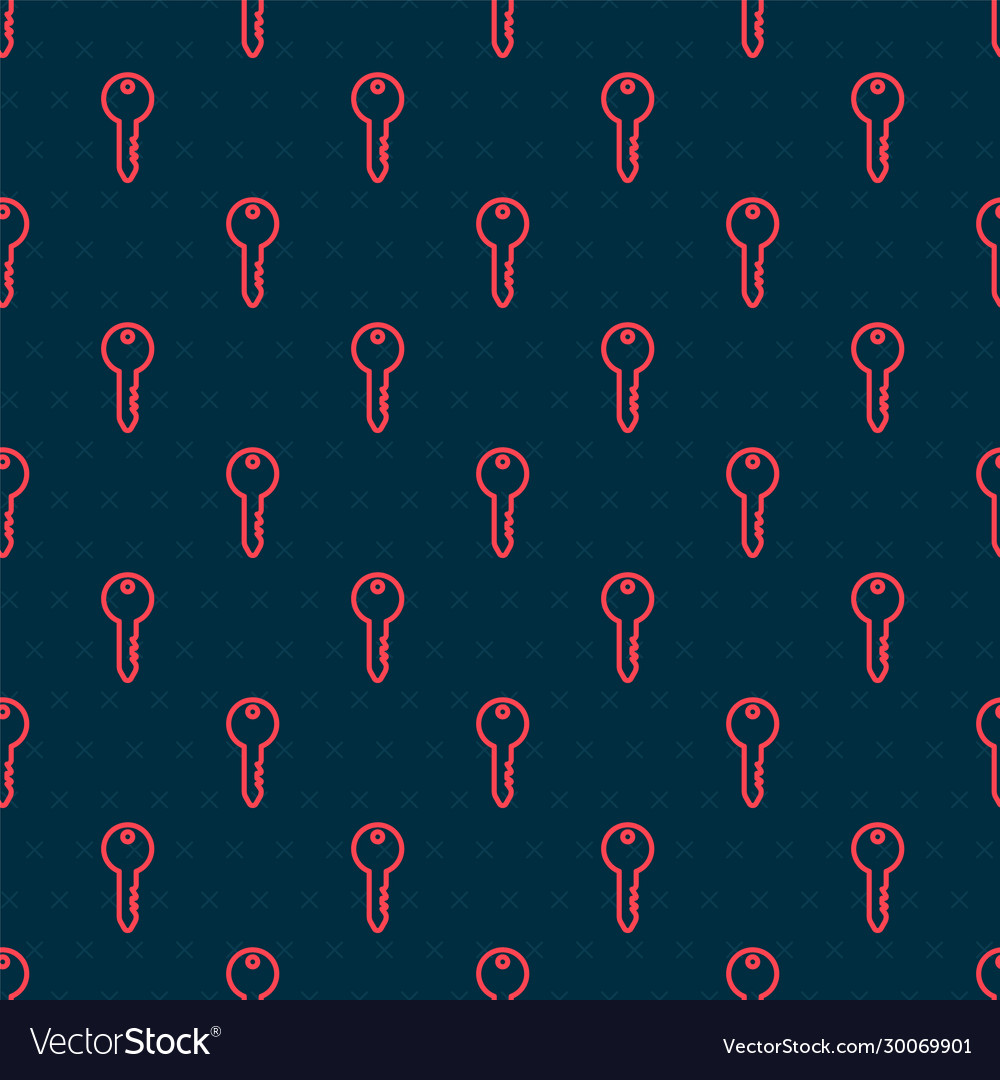 Red line key icon isolated seamless pattern