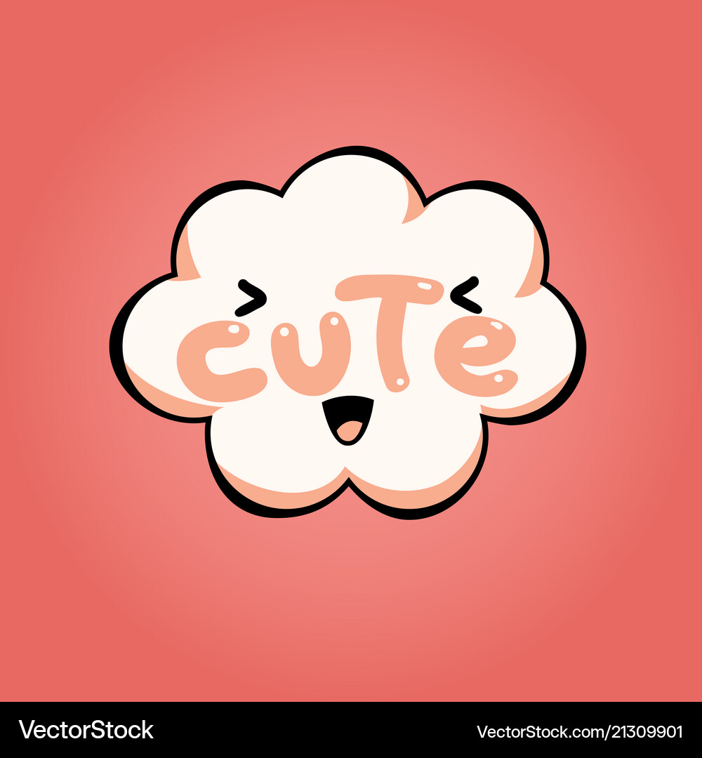 Seamless Pattern Kawai Cloud Isolated On Pink Vector Image
