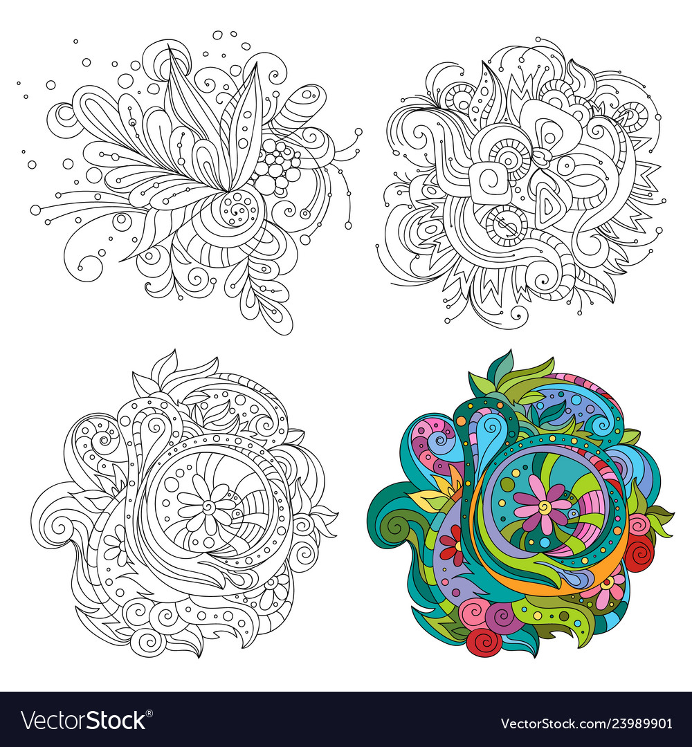 Set abstract line art patterns vector image Set abstract line art patterns
