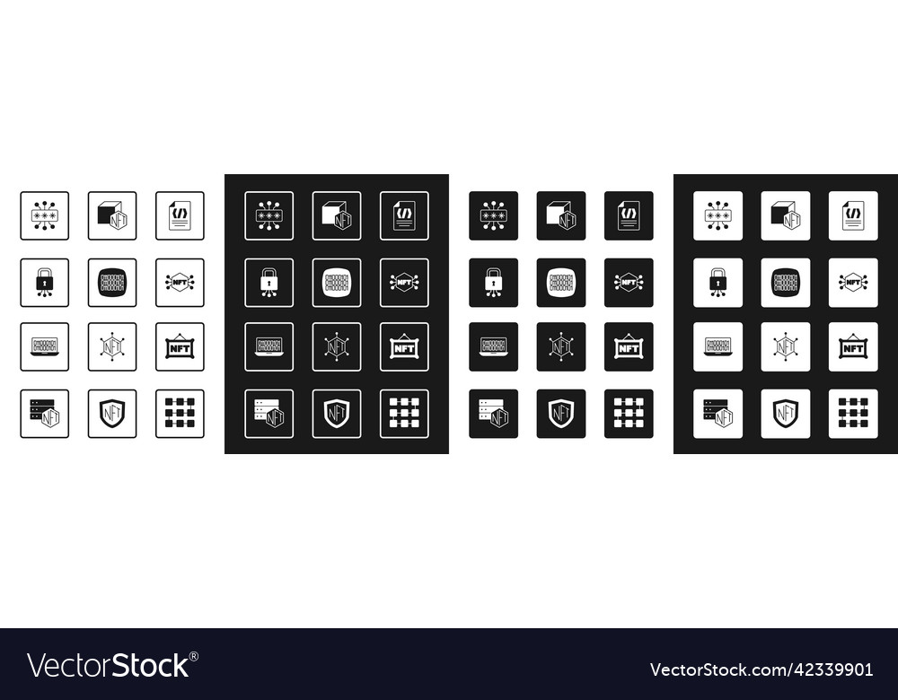 Set binary code cyber security nft digital vector image Set binary code cyber security nft digital