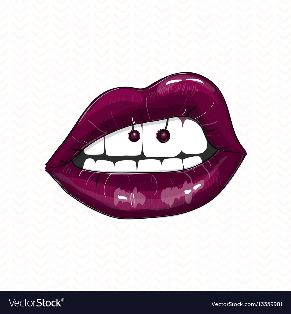 Sexy Mouth Dark Pink Glamour Royalty Free Vector Image 