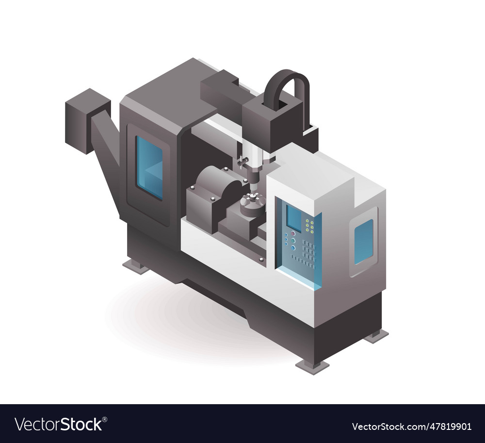 Technology automated cnc lathes and drills vector image Technology automated cnc lathes and drills