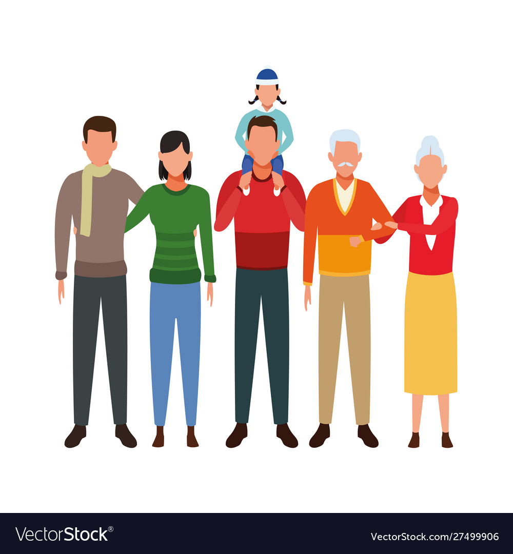 Avatar grandfathers with sons and grandchild Vector Image