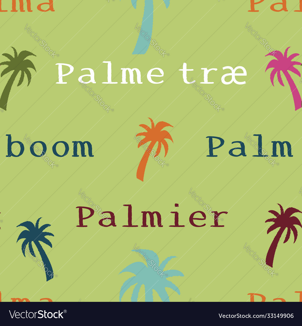 Colorful palm tree and text repeat pattern print