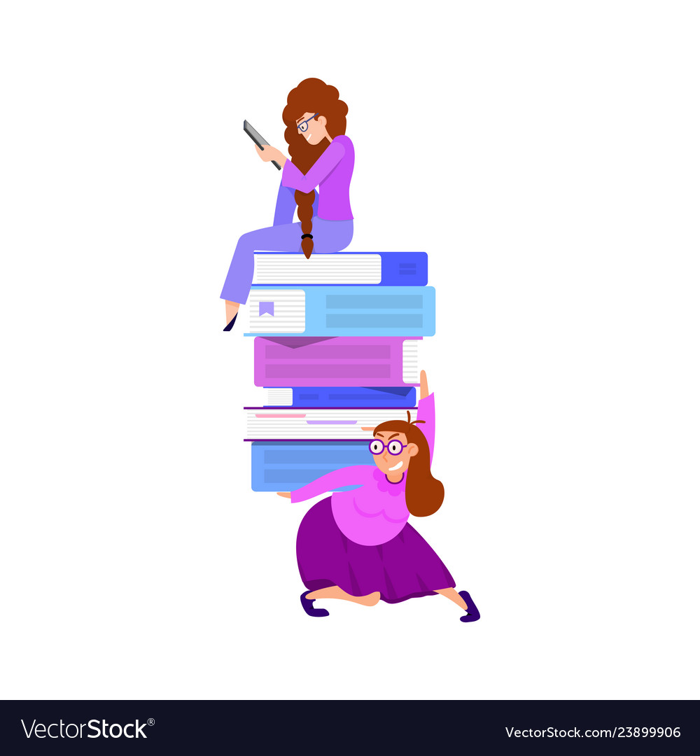 Concept of online library tiny characters