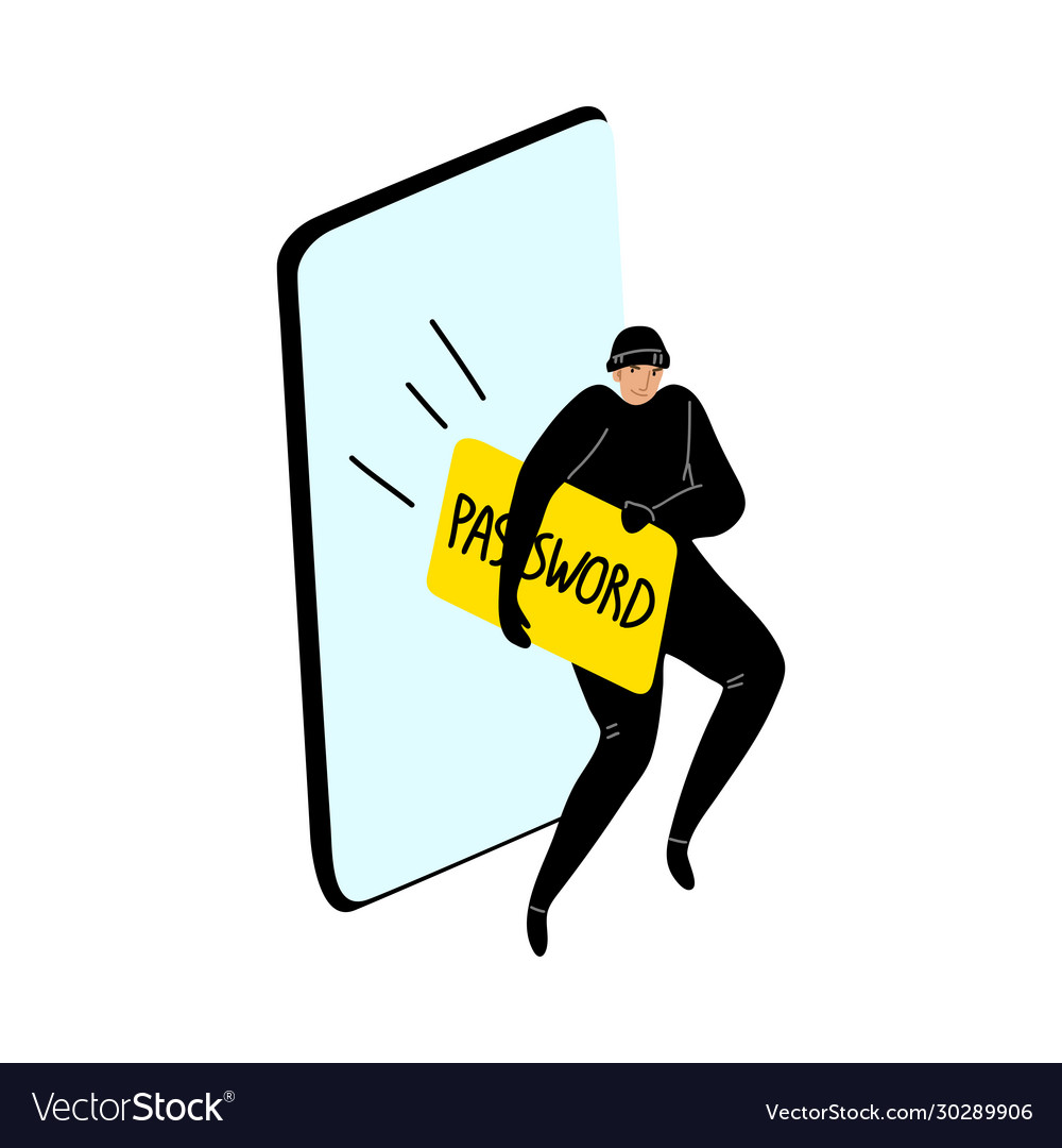 Cyber hackers stealing a user s password from vector image Cyber hackers stealing a user s password from