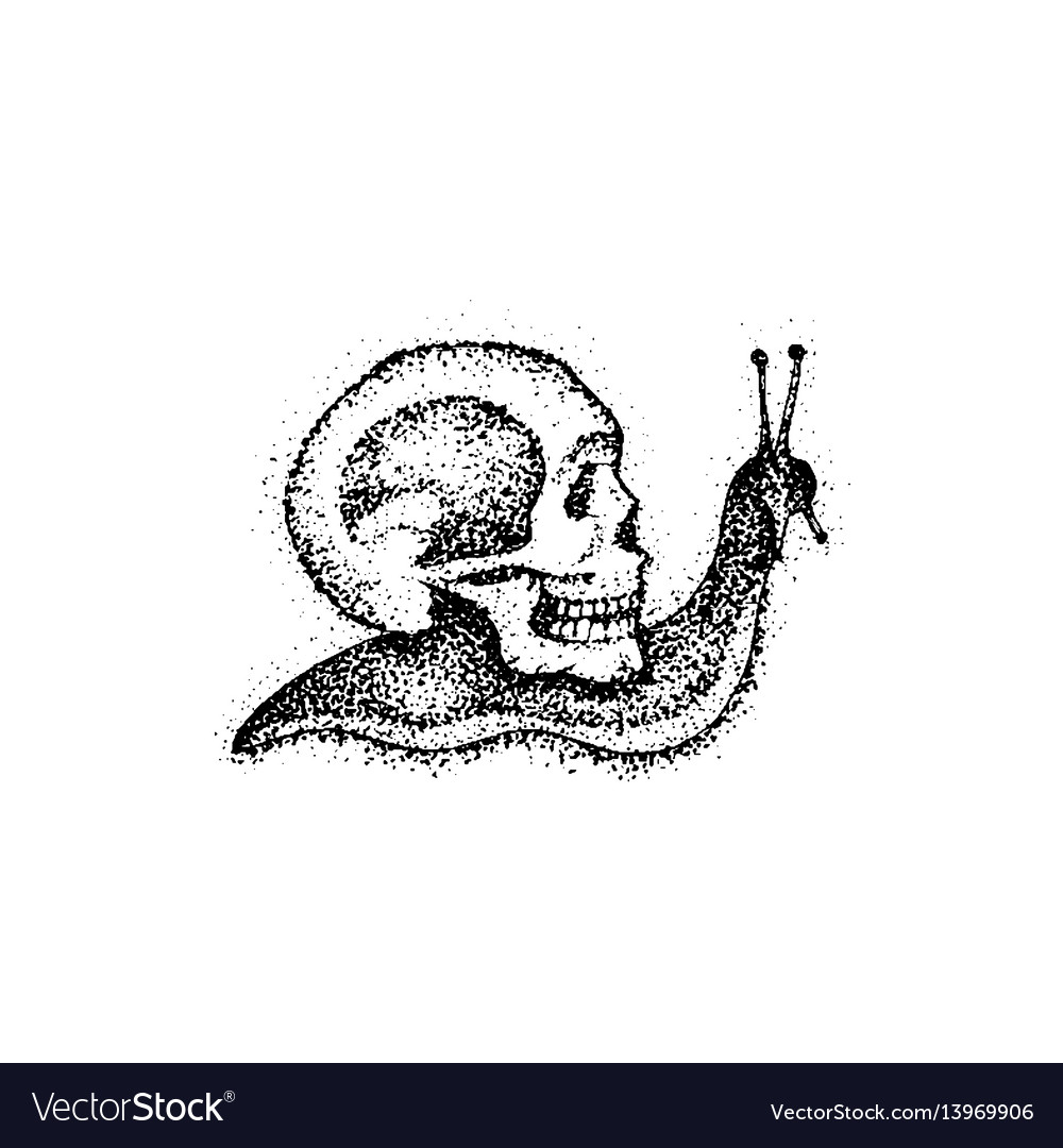 Dotwork slow snail as death Royalty Free Vector Image