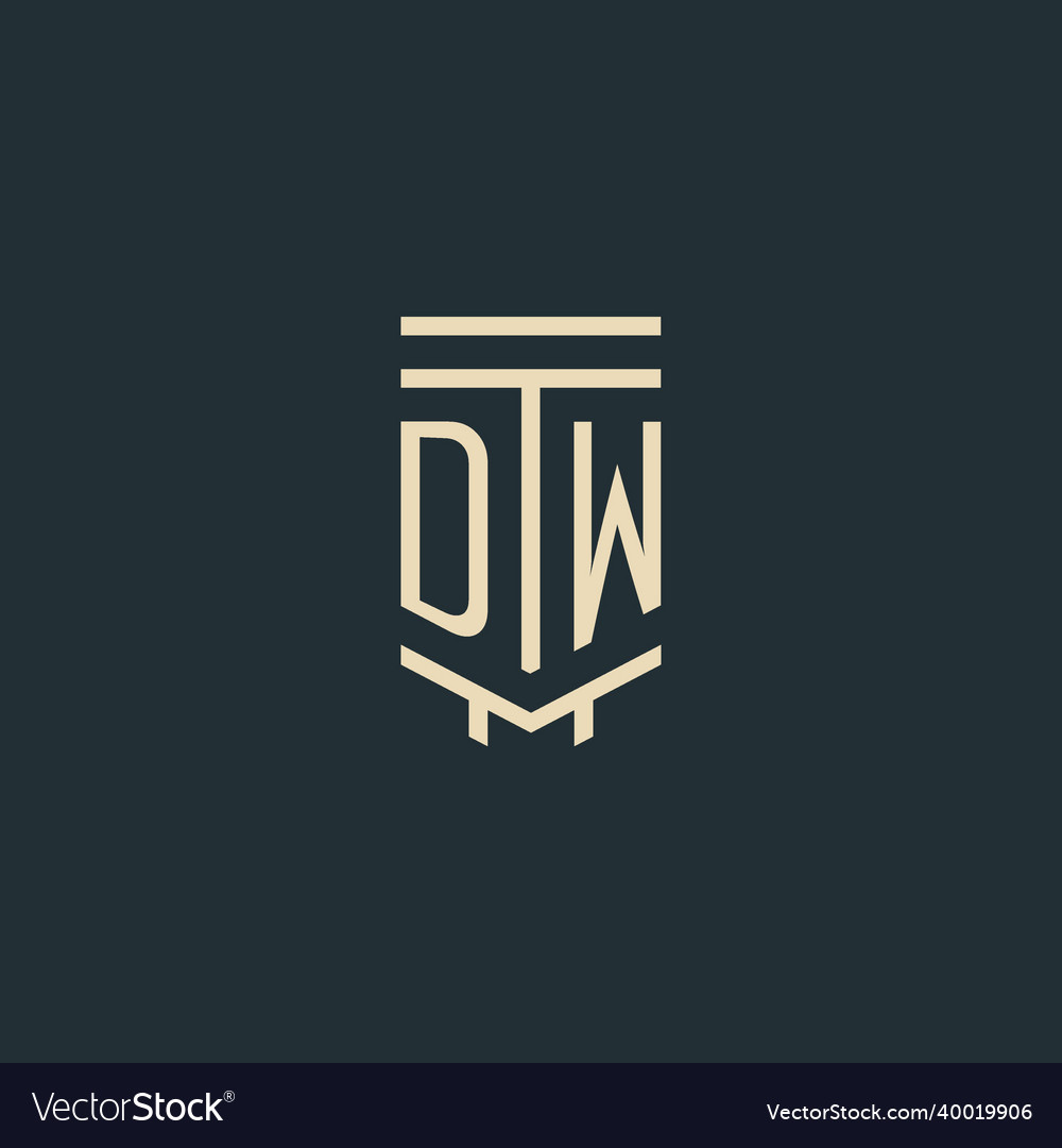 Dw initial monogram with simple line art pillar