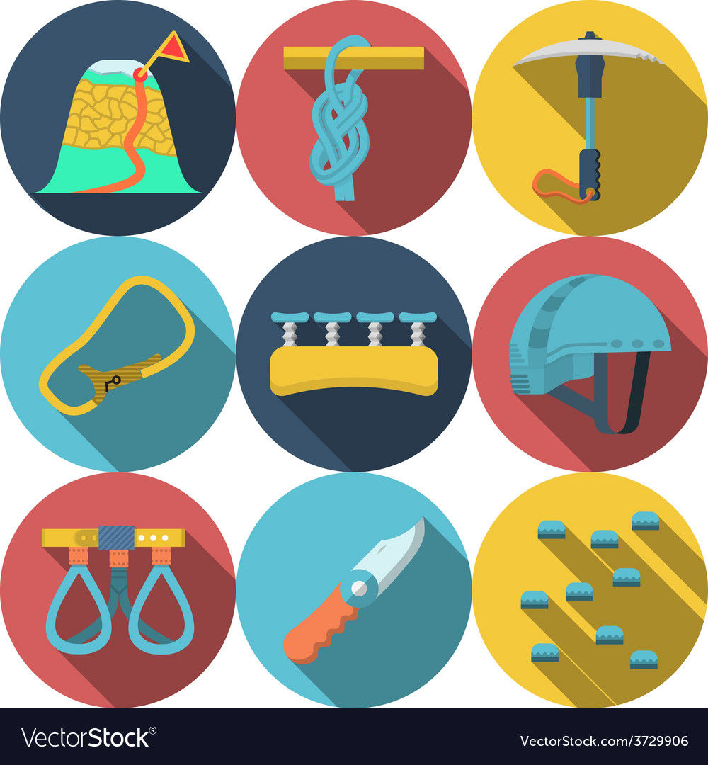 Flat colored icons for rappelling