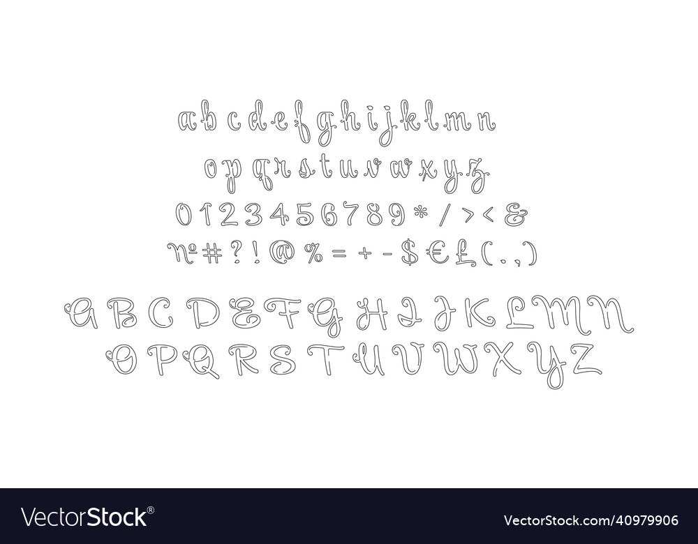 Handwritten linear script alphabet set vector image Handwritten linear script alphabet set