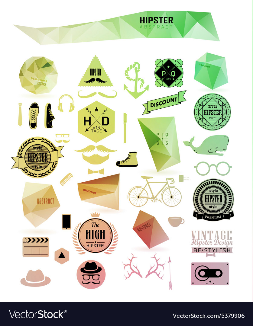 Hipster style elements icons and labels