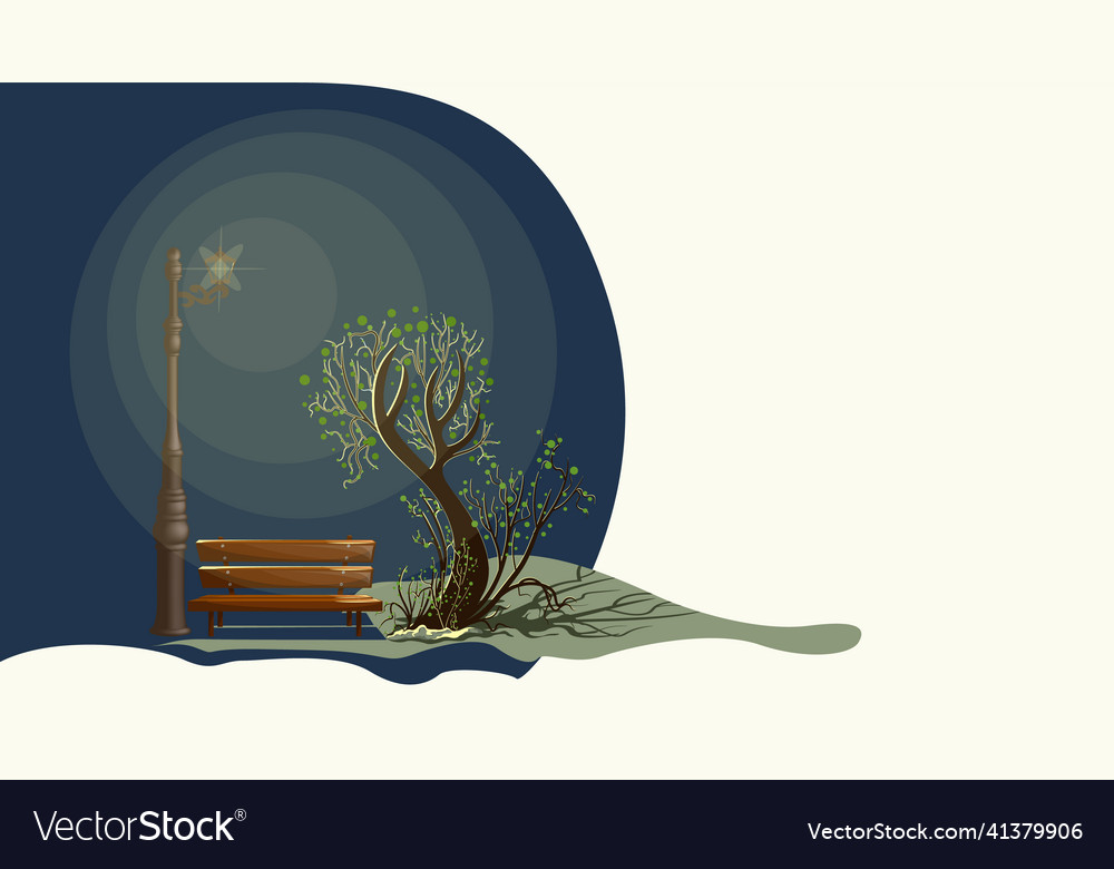 Image of a single tree under the illumination vector image Image of a single tree under the illumination
