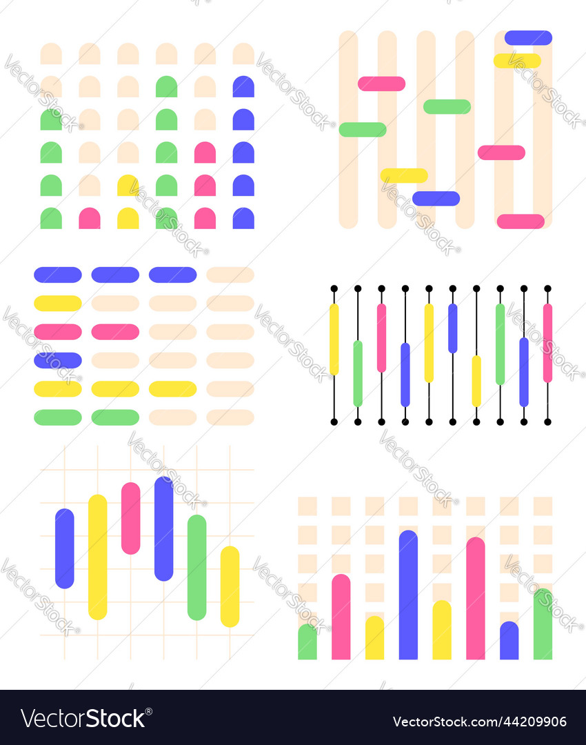 Interface graph web set dot bar vector image Interface graph web set dot bar