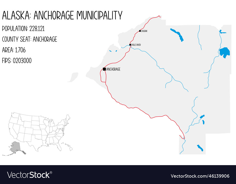 Map of anchorage municipality in alaska usa