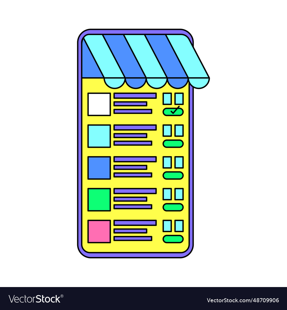 Mobile Telefon Online-Shopping-Anwendungskonzept Vector Image Mobile Telefon Online-Shopping-Anwendungskonzept