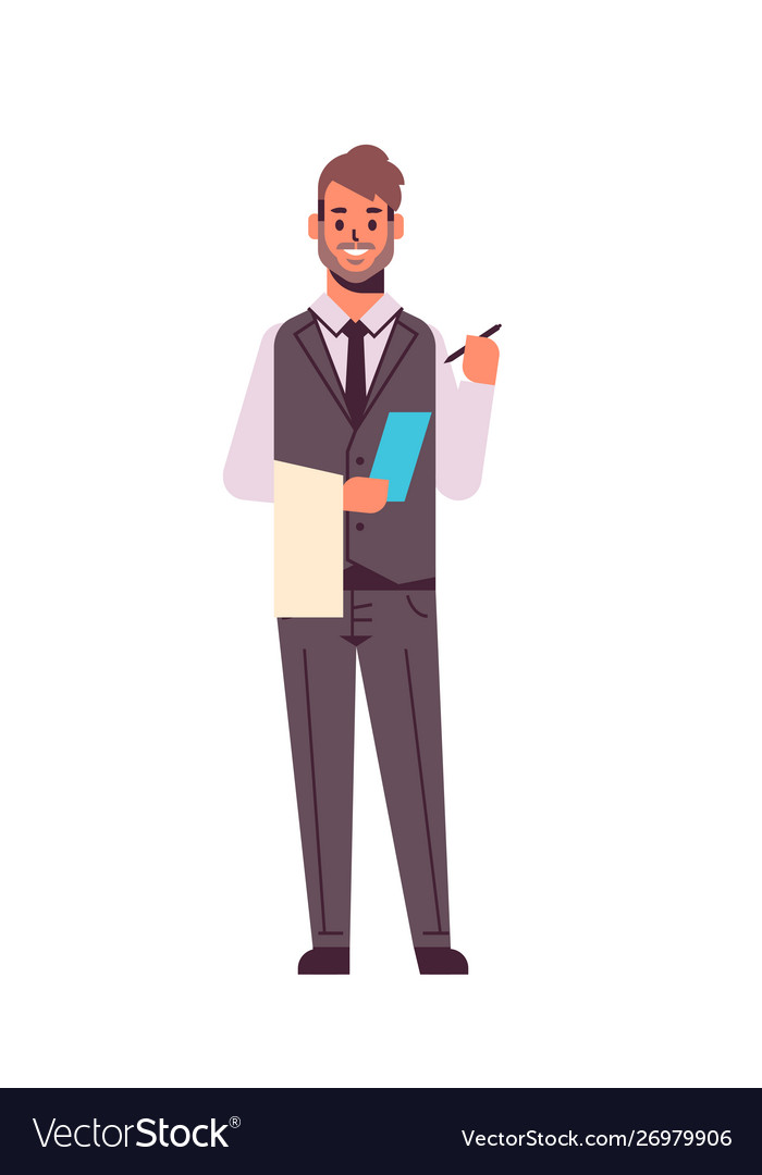 Professional waiter making note man restaurant Vector Image