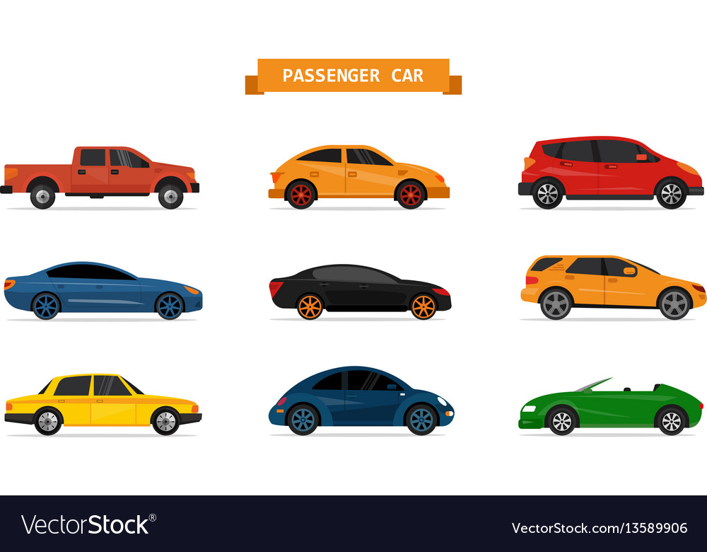 Set von verschiedenen Autos isoliert auf weiß