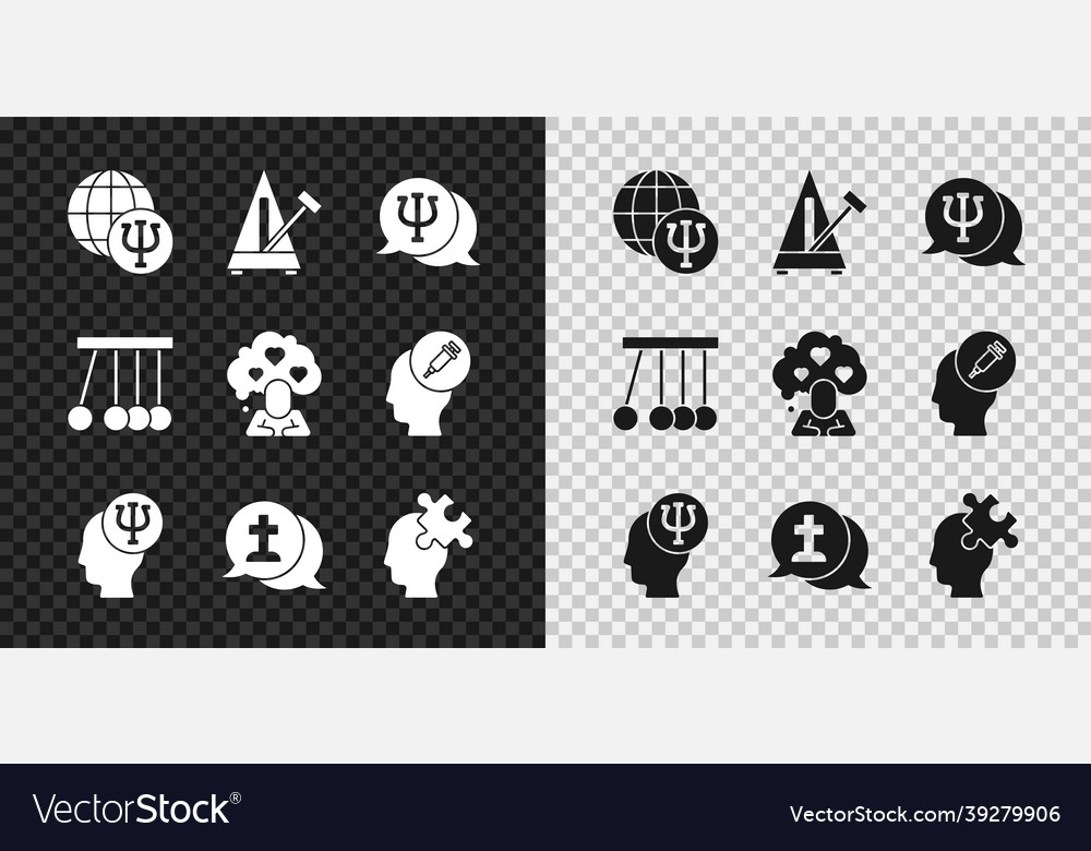 Set psychology psi metronome with pendulum Vector Image