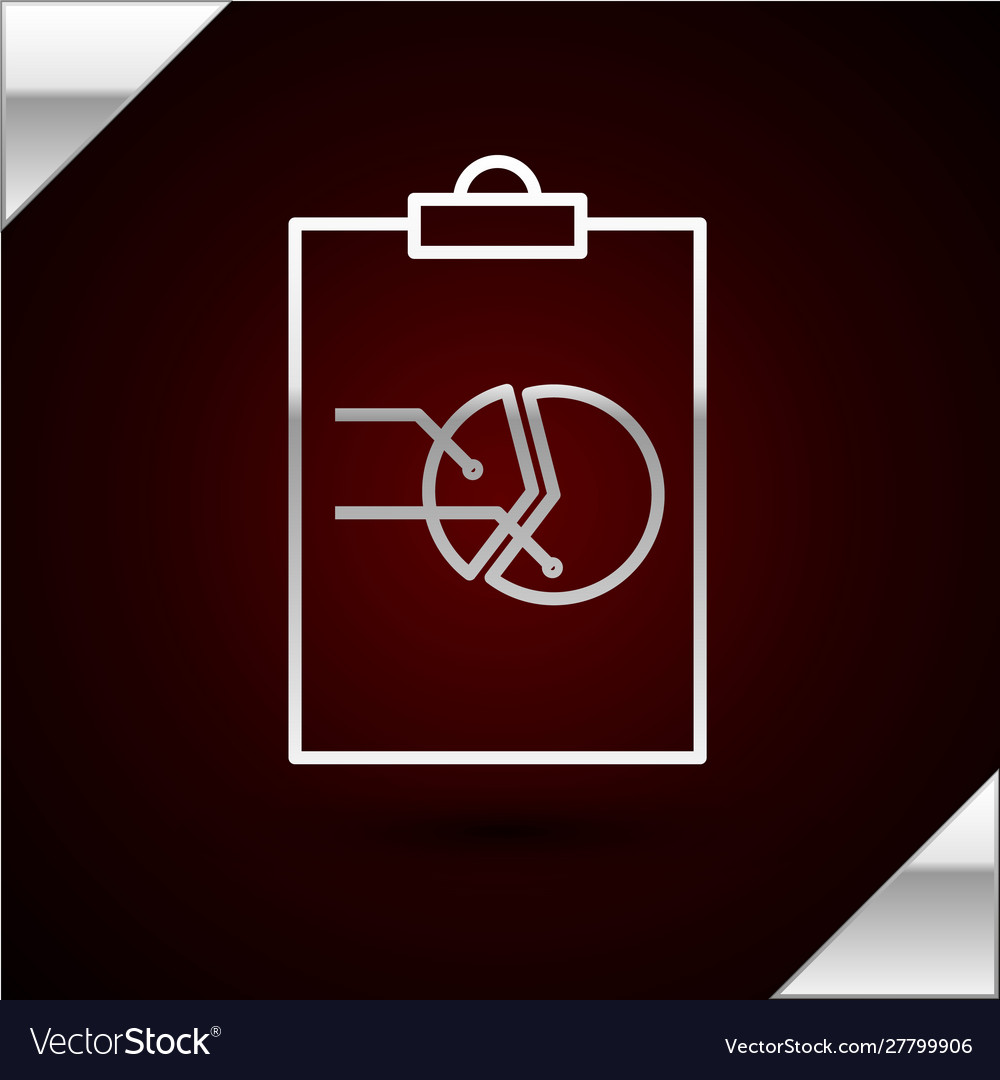 Silver line clipboard with graph chart icon vector image Silver line clipboard with graph chart icon