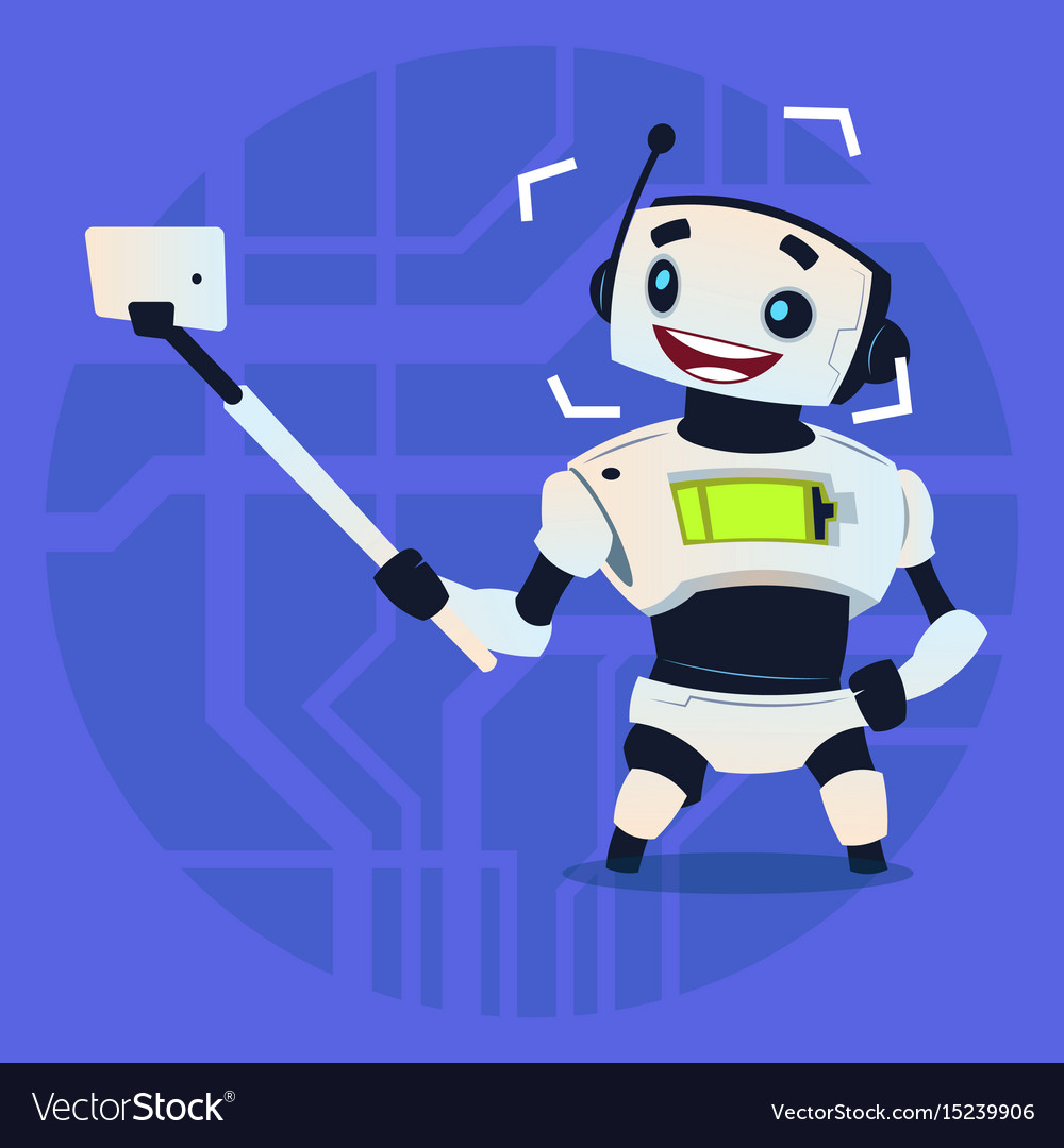 Smiling Robot Taking Selfie