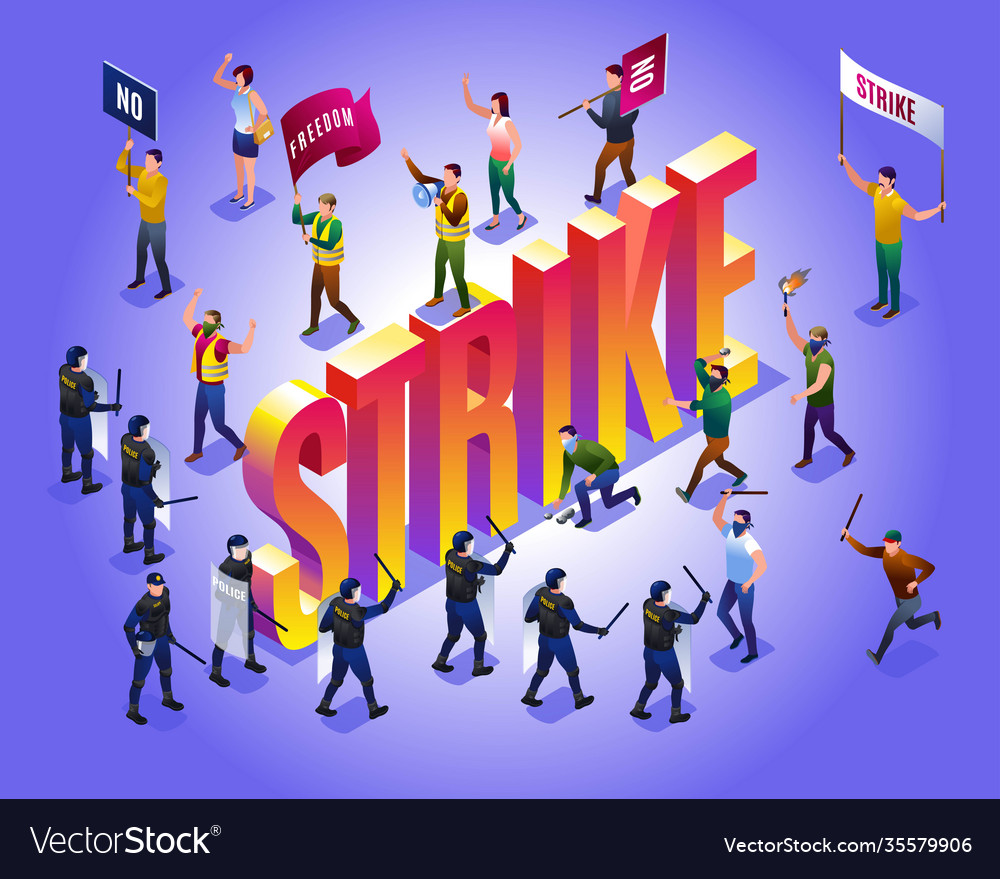 Strike activists and isometric word