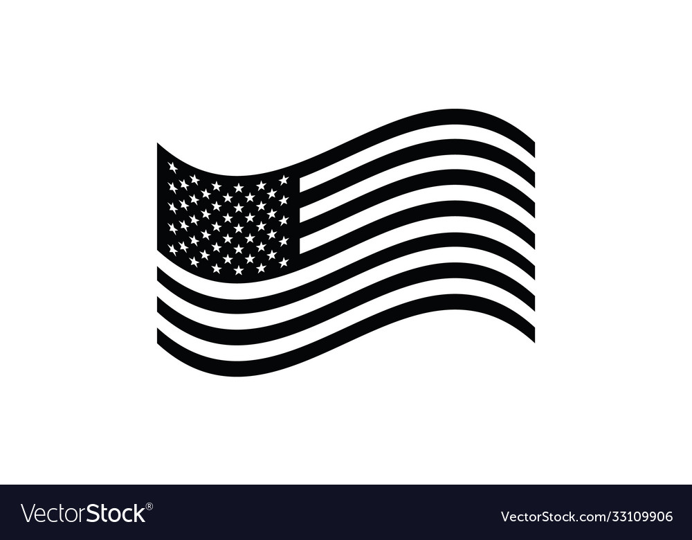 United states flag black and white