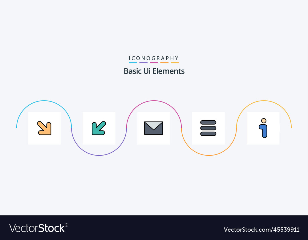 Basic ui elements line filled flat 5 icon pack