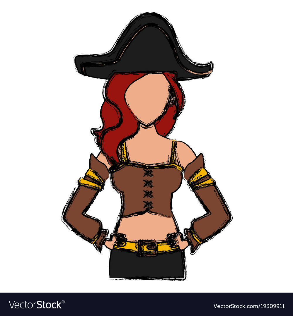 Beautiful woman pirate cartoon